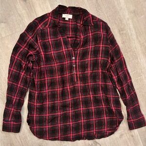Loft Plaid Shimmery Blouse - M